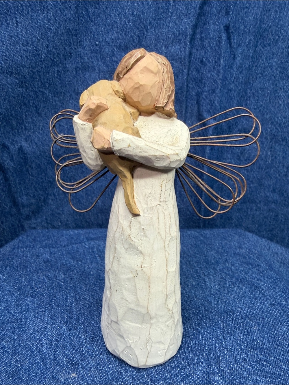 Willow Tree Cream Angel with Tan Dog and Copper Wings